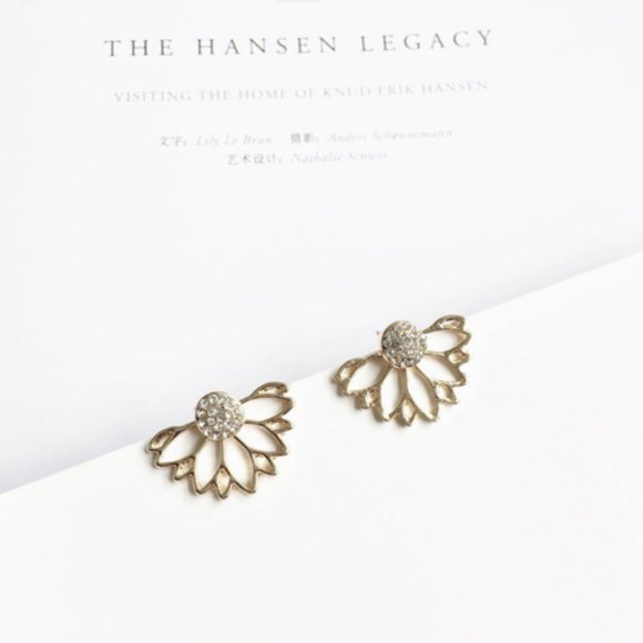 Unique “Sunflower Summers” Diamond Flower Earrings - Picture 2 of 7